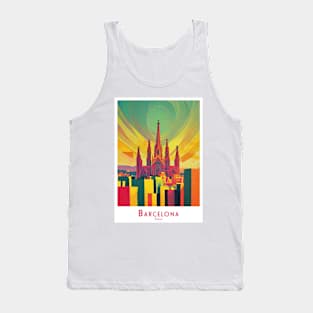 Colorful minimalistic Barcelona Vibrant Skyline in Spain Tank Top